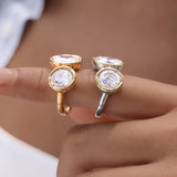 Luxury Double Round Zircon Ring