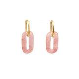 Hollow Green Stone Square Earrings