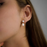 Imitation Pearl & CZ Zircon Stud Earrings
