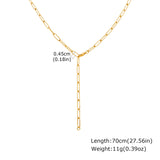 Gold Paperclip Lariat Necklace
