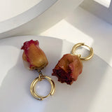 Immortal Rose Resin Flower Earrings