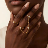 Gold Double Finger Chain Ring