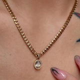 Multicolour Oval CZ Natural Stone Necklace