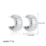 Ribbed Wide C-Shape Gold Hoops