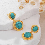 Vintage Turquoise Round Drop Earrings
