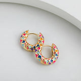 Enamel Circle Huggie Earrings
