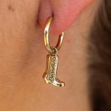 Retro Cowboy Boot Hoop Drop Earrings
