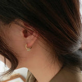 Gold Geometric Hoop Earrings with Zircon