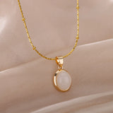Opal Oval Pendant Necklace