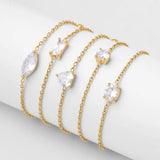 Heart & Round Zircon Charm Chain Bracelet
