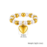Two-Tone Pearl Heart Stretch Ring
