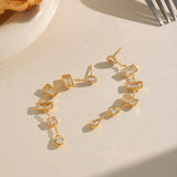 Round & Square Zircon Tassel Earrings