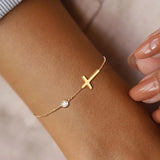 Birthstone CZ Cross Chain Bracelet