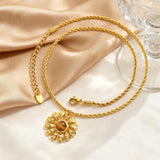 Tiger Eye Daisy Pendant Necklace