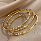 18K Gold-Plated Twisted Bangle Set (3-Piece)