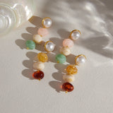 Colorful Resin Bead & Pearl Dangle Earrings