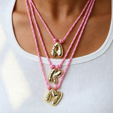 Cubic Zirconia Letter Pendant Necklace