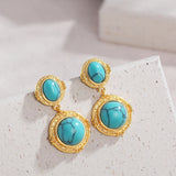 Vintage Turquoise Round Drop Earrings