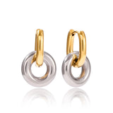 Two-Tone Bilayer Geometric Stud Earrings