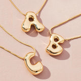 Bubble Letter Initial Pendant Necklace