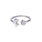 Crescent Moon & Star Adjustable Ring
