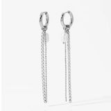 Pearl & Zircon Metal Chain Dangle Earrings