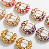 Enamel Circle Huggie Earrings