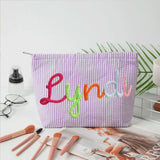 Personalized Seersucker Makeup & Travel Pouch