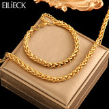 18K Gold-Plated Chain Necklace & Bracelet Set