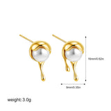 Molten Droplet Pearl Stud Earrings