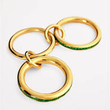 Green Cubic Zirconia Three-Link Ring