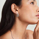 Double Layer Beaded Ball C-Hoop Earrings