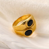 Waterproof Wide Double Layer Zircon Ring