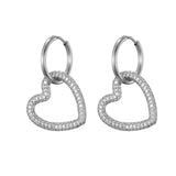 CZ Heart Hoop Earrings