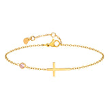 Birthstone CZ Cross Chain Bracelet