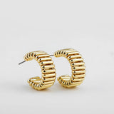 Geometric C-Hoop Stud Earrings