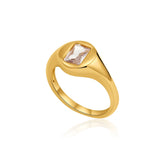 Oval Zircon Chunky Bilayer Ring