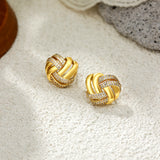 Sparkling Zircon Knot Stud Earrings