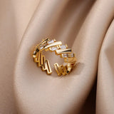 Crescent Moon & Star Adjustable Ring