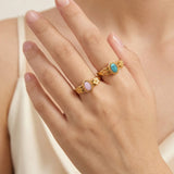 Turquoise & Rose Quartz Floral Ring