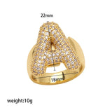 CZ Zircon Initial Letter Open Ring