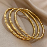 18K Gold-Plated Twisted Bangle Set (3-Piece)