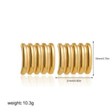 Wide Square Striped Texture Stud Earrings