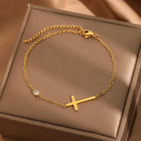 Dainty CZ Cross Bracelet