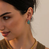 Green Beaded Circle Hoop Earrings