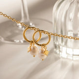 Freshwater Pearl & Star Hoop Earrings