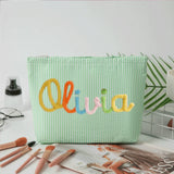Personalized Seersucker Makeup & Travel Pouch