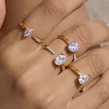 Geometric Zircon Rhinestone Open Ring