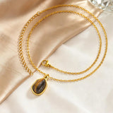 Tiger Eye Teardrop Pendant Necklace