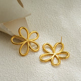 Hollow Metal Flower Stud Earrings